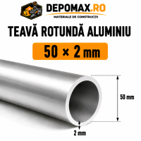 Teava rotunda aluminiu 50 x 2 mm, 6 metri (6060)